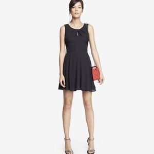 Keyhole fit and flare black dress